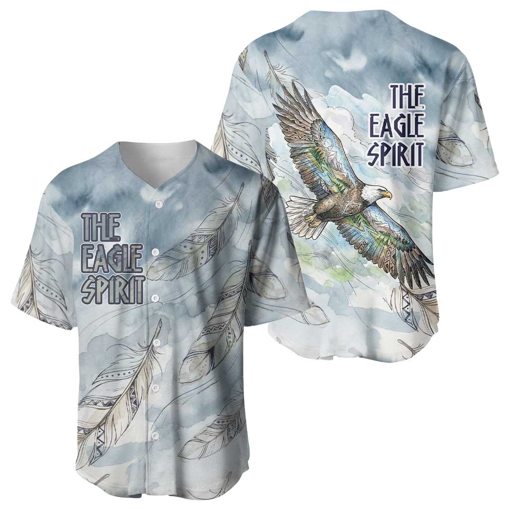The Eagle Spirit Native American Baseball Jersey Soaring Bald Eagle and Tribal Feathers Watercolor Sky - Wonder Print Shop