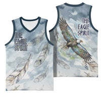 The Eagle Spirit Native American Basketball Jersey Soaring Bald Eagle and Tribal Feathers Watercolor Sky - Wonder Print Shop