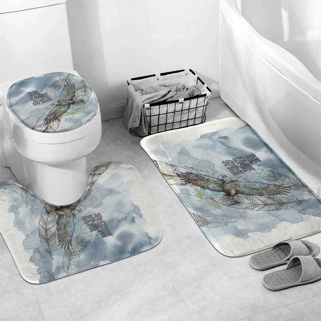 The Eagle Spirit Native American Bathroom Set Soaring Bald Eagle and Tribal Feathers Watercolor Sky - Wonder Print Shop