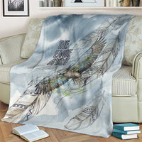 The Eagle Spirit Native American Blanket Soaring Bald Eagle and Tribal Feathers Watercolor Sky - Wonder Print Shop