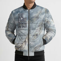 The Eagle Spirit Native American Bomber Puffer Jacket Soaring Bald Eagle and Tribal Feathers Watercolor Sky - Wonder Print Shop