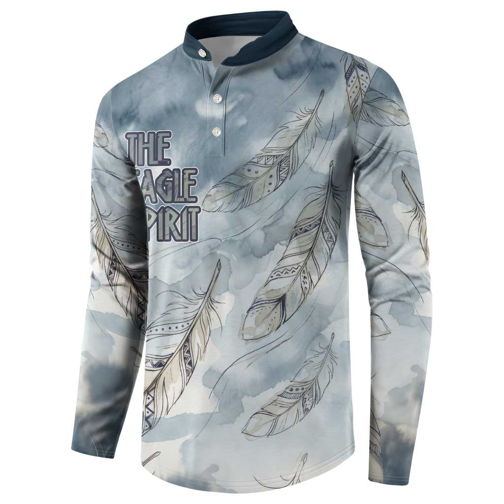 The Eagle Spirit Native American Button Sweatshirt Soaring Bald Eagle and Tribal Feathers Watercolor Sky - Wonder Print Shop