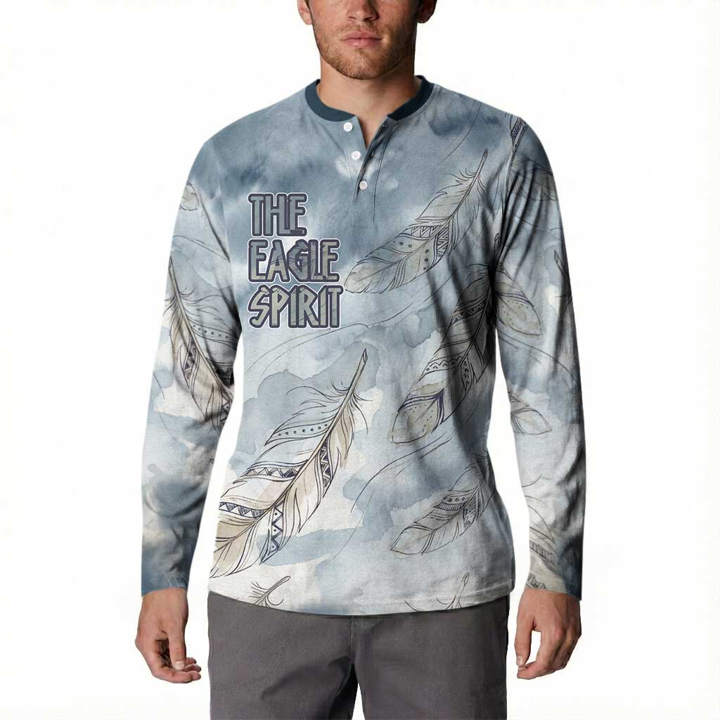The Eagle Spirit Native American Button Sweatshirt Soaring Bald Eagle and Tribal Feathers Watercolor Sky - Wonder Print Shop