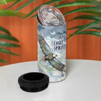 The Eagle Spirit Native American 4 in 1 Can Cooler Tumbler Soaring Bald Eagle and Tribal Feathers Watercolor Sky - Wonder Print Shop