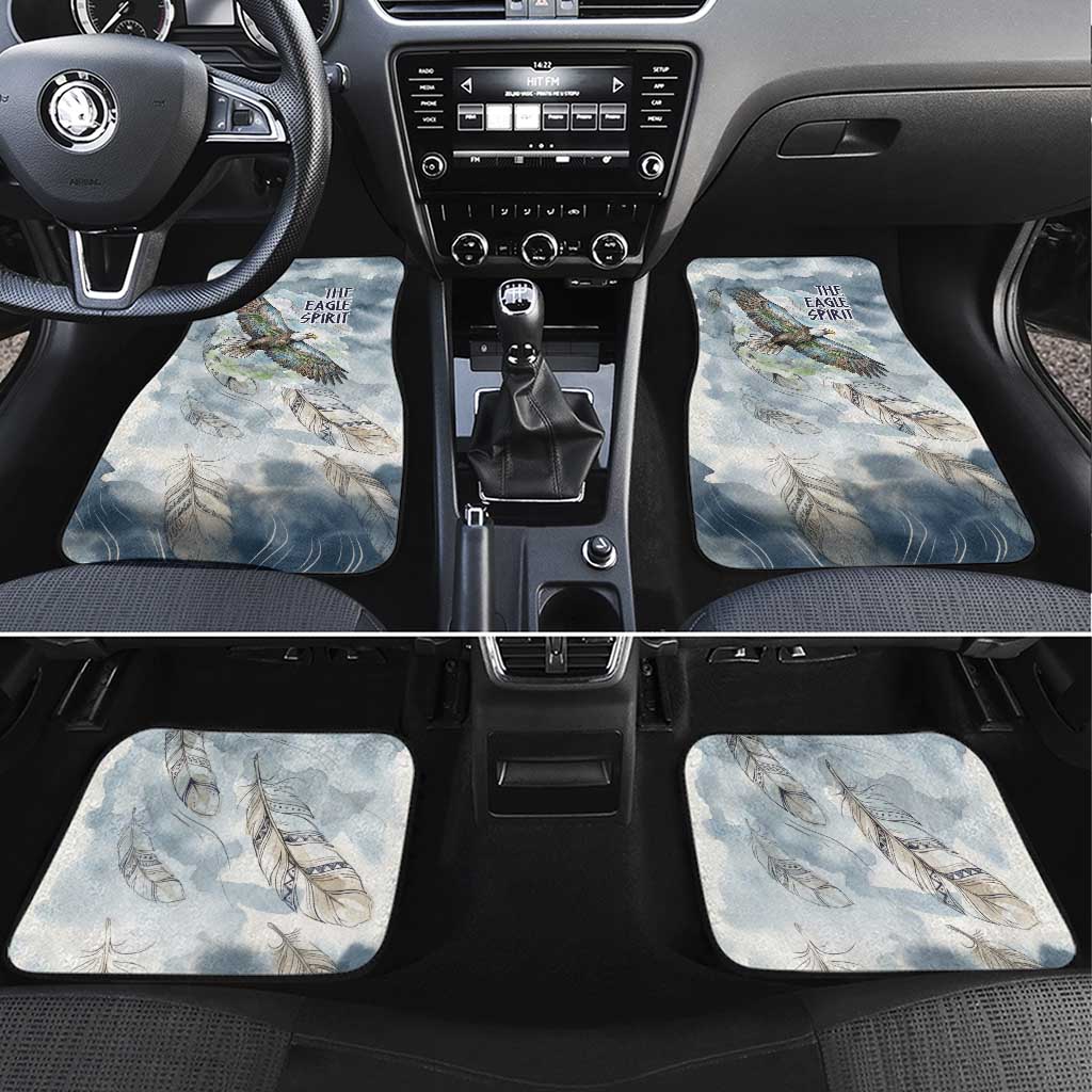 The Eagle Spirit Native American Car Mats Soaring Bald Eagle and Tribal Feathers Watercolor Sky - Wonder Print Shop