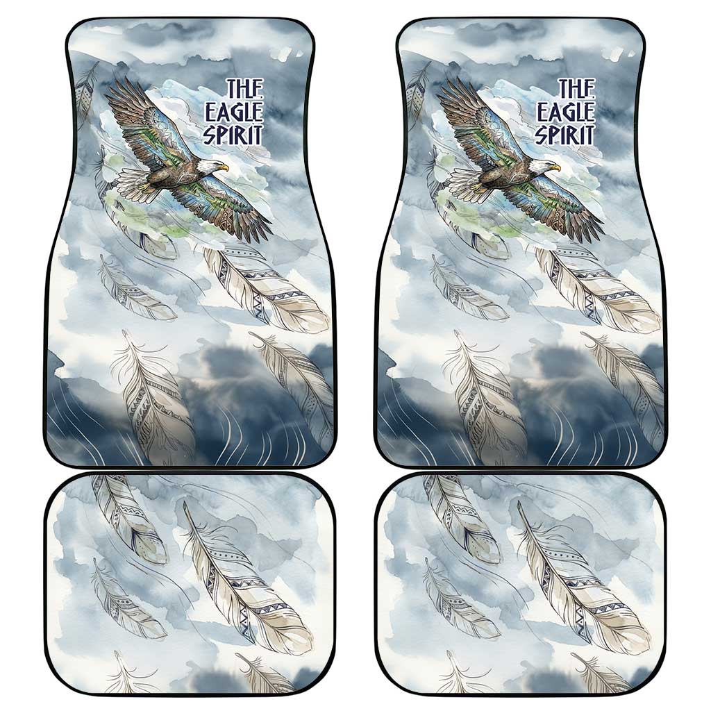 The Eagle Spirit Native American Car Mats Soaring Bald Eagle and Tribal Feathers Watercolor Sky - Wonder Print Shop