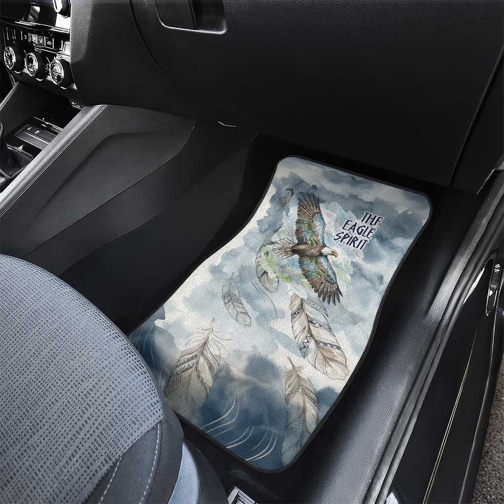 The Eagle Spirit Native American Car Mats Soaring Bald Eagle and Tribal Feathers Watercolor Sky - Wonder Print Shop