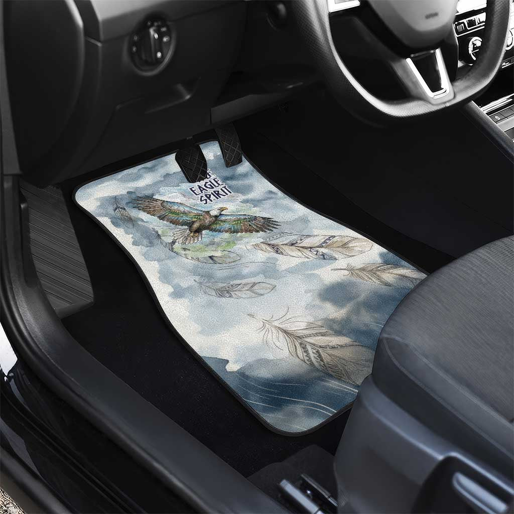 The Eagle Spirit Native American Car Mats Soaring Bald Eagle and Tribal Feathers Watercolor Sky - Wonder Print Shop