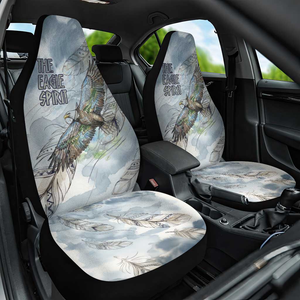 The Eagle Spirit Native American Car Seat Cover Soaring Bald Eagle and Tribal Feathers Watercolor Sky - Wonder Print Shop