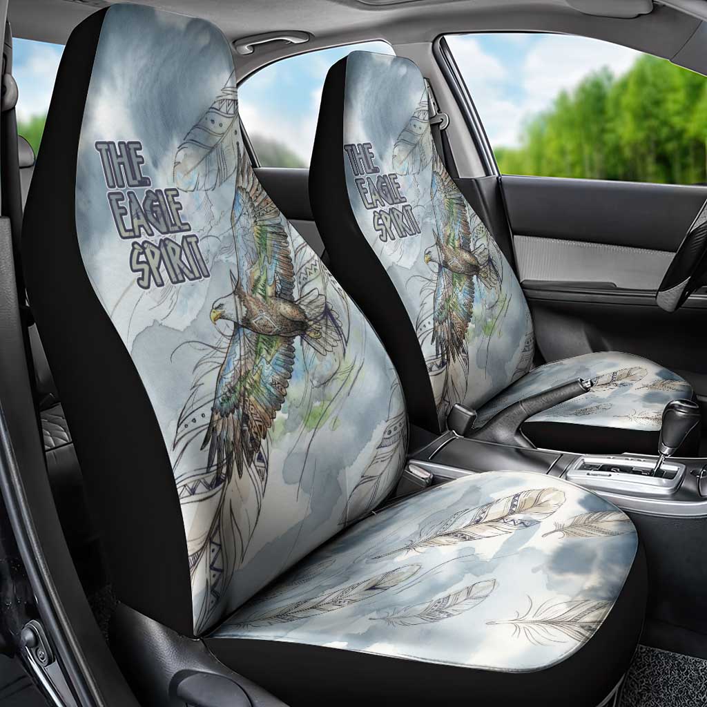 The Eagle Spirit Native American Car Seat Cover Soaring Bald Eagle and Tribal Feathers Watercolor Sky - Wonder Print Shop