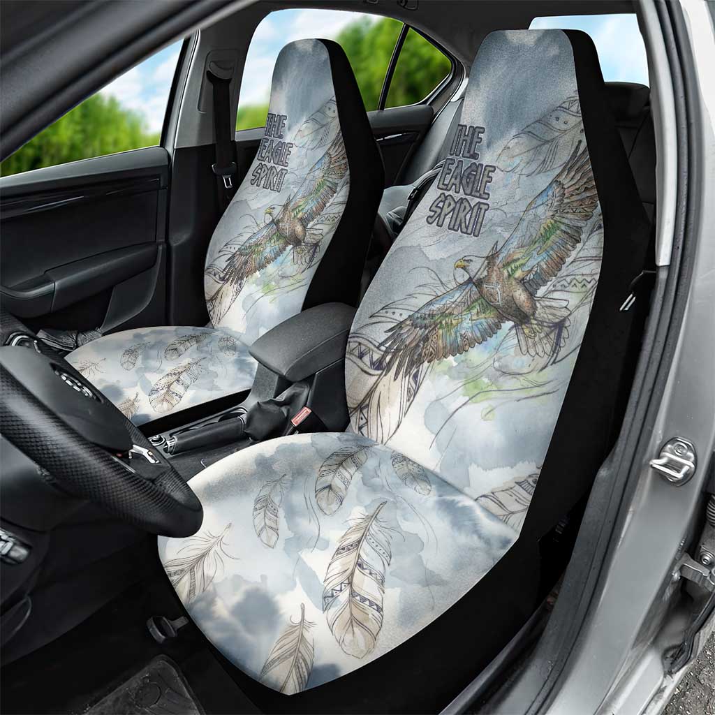 The Eagle Spirit Native American Car Seat Cover Soaring Bald Eagle and Tribal Feathers Watercolor Sky - Wonder Print Shop