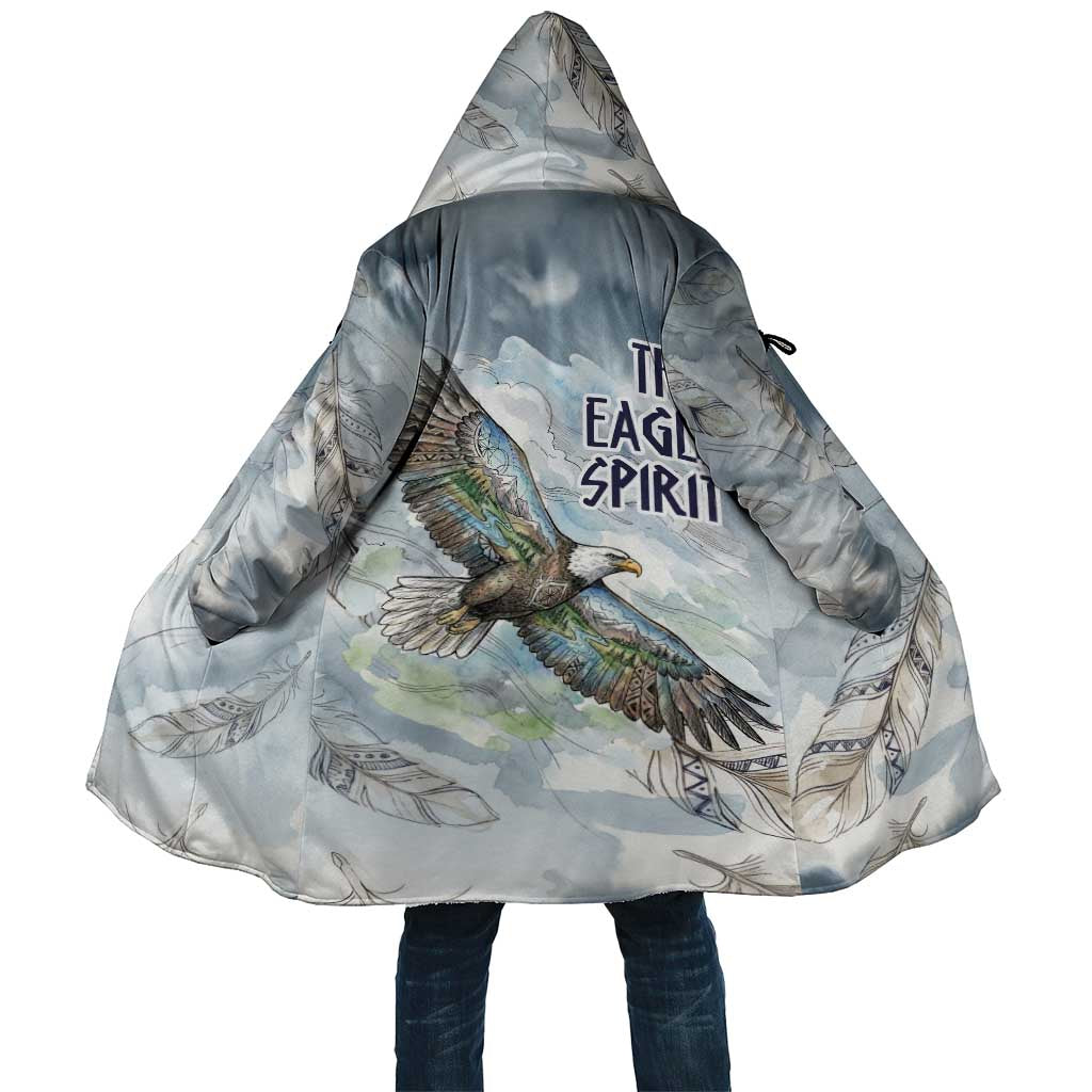 The Eagle Spirit Native American Cloak Soaring Bald Eagle and Tribal Feathers Watercolor Sky - Wonder Print Shop