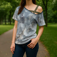 The Eagle Spirit Native American Cross Shoulder Shirt Soaring Bald Eagle and Tribal Feathers Watercolor Sky - Wonder Print Shop
