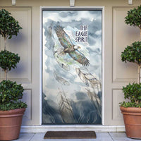 The Eagle Spirit Native American Door Cover Soaring Bald Eagle and Tribal Feathers Watercolor Sky - Wonder Print Shop