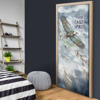 The Eagle Spirit Native American Door Cover Soaring Bald Eagle and Tribal Feathers Watercolor Sky - Wonder Print Shop