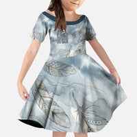 The Eagle Spirit Native American Family Matching Long Sleeve Bodycon Dress and Hawaiian Shirt Soaring Bald Eagle and Tribal Feathers Watercolor Sky - Wonder Print Shop