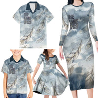 The Eagle Spirit Native American Family Matching Long Sleeve Bodycon Dress and Hawaiian Shirt Soaring Bald Eagle and Tribal Feathers Watercolor Sky - Wonder Print Shop