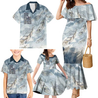 The Eagle Spirit Native American Family Matching Mermaid Dress and Hawaiian Shirt Soaring Bald Eagle and Tribal Feathers Watercolor Sky - Wonder Print Shop