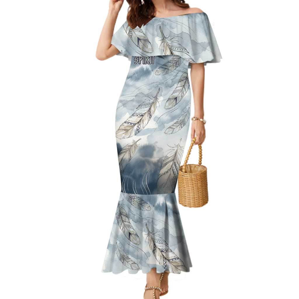 The Eagle Spirit Native American Family Matching Mermaid Dress and Hawaiian Shirt Soaring Bald Eagle and Tribal Feathers Watercolor Sky - Wonder Print Shop