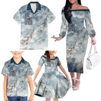 The Eagle Spirit Native American Family Matching Off The Shoulder Long Sleeve Dress and Hawaiian Shirt Soaring Bald Eagle and Tribal Feathers Watercolor Sky - Wonder Print Shop