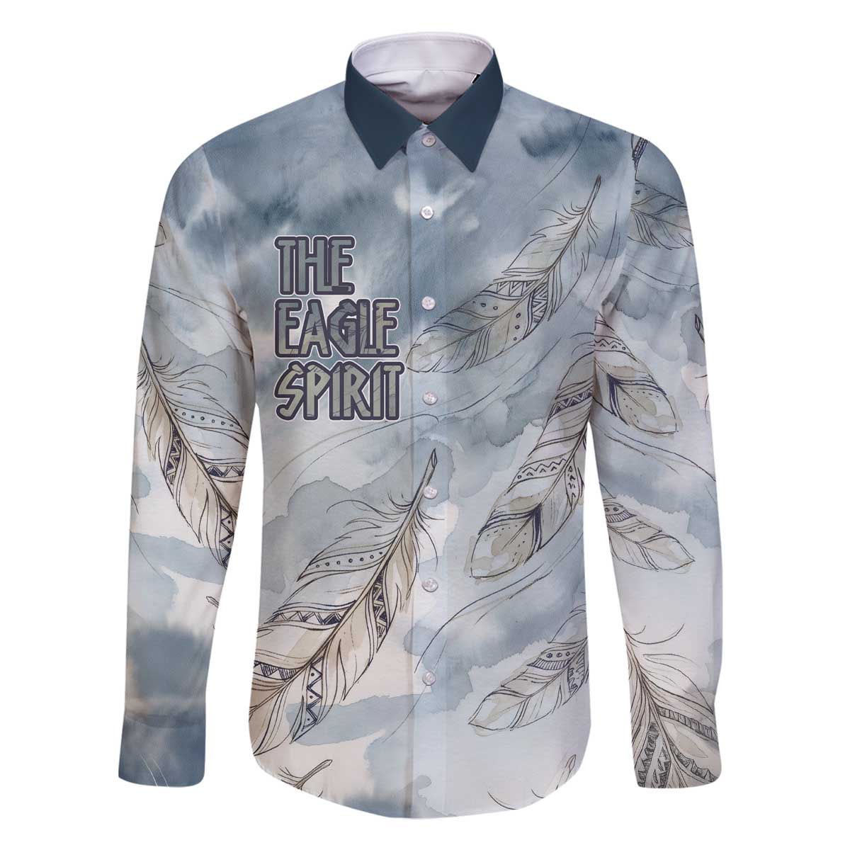 The Eagle Spirit Native American Family Matching Off The Shoulder Long Sleeve Dress and Hawaiian Shirt Soaring Bald Eagle and Tribal Feathers Watercolor Sky - Wonder Print Shop