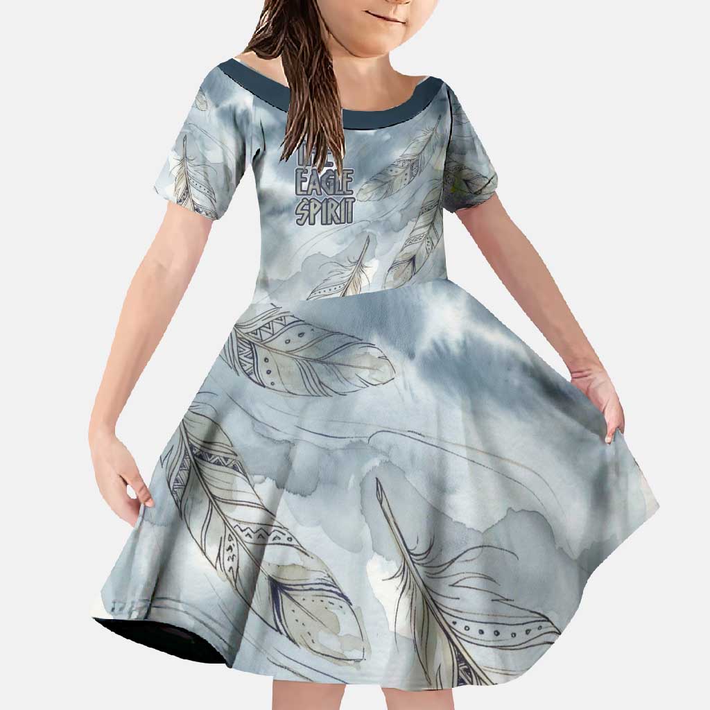 The Eagle Spirit Native American Family Matching Off Shoulder Maxi Dress and Hawaiian Shirt Soaring Bald Eagle and Tribal Feathers Watercolor Sky - Wonder Print Shop