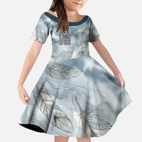 The Eagle Spirit Native American Family Matching Off Shoulder Maxi Dress and Hawaiian Shirt Soaring Bald Eagle and Tribal Feathers Watercolor Sky - Wonder Print Shop