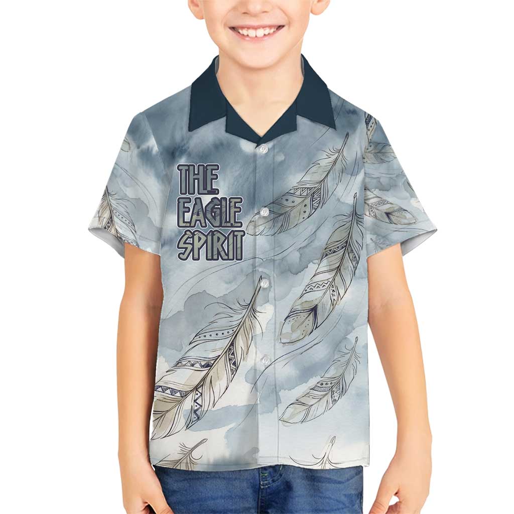 The Eagle Spirit Native American Family Matching Off Shoulder Maxi Dress and Hawaiian Shirt Soaring Bald Eagle and Tribal Feathers Watercolor Sky - Wonder Print Shop