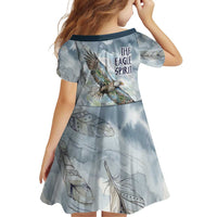 The Eagle Spirit Native American Family Matching Off Shoulder Short Dress and Hawaiian Shirt Soaring Bald Eagle and Tribal Feathers Watercolor Sky - Wonder Print Shop