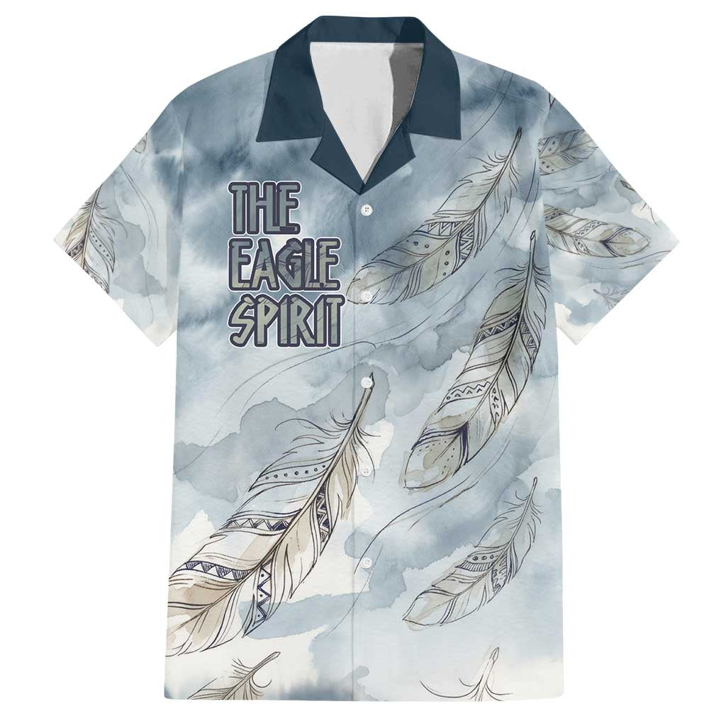 The Eagle Spirit Native American Family Matching Off Shoulder Short Dress and Hawaiian Shirt Soaring Bald Eagle and Tribal Feathers Watercolor Sky - Wonder Print Shop