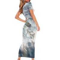 The Eagle Spirit Native American Family Matching Short Sleeve Bodycon Dress and Hawaiian Shirt Soaring Bald Eagle and Tribal Feathers Watercolor Sky - Wonder Print Shop