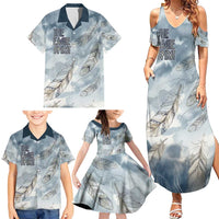 The Eagle Spirit Native American Family Matching Summer Maxi Dress and Hawaiian Shirt Soaring Bald Eagle and Tribal Feathers Watercolor Sky - Wonder Print Shop