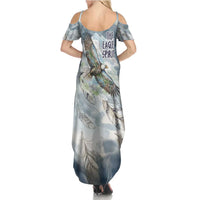 The Eagle Spirit Native American Family Matching Summer Maxi Dress and Hawaiian Shirt Soaring Bald Eagle and Tribal Feathers Watercolor Sky - Wonder Print Shop