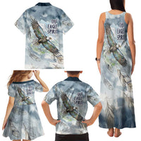 The Eagle Spirit Native American Family Matching Tank Maxi Dress and Hawaiian Shirt Soaring Bald Eagle and Tribal Feathers Watercolor Sky - Wonder Print Shop