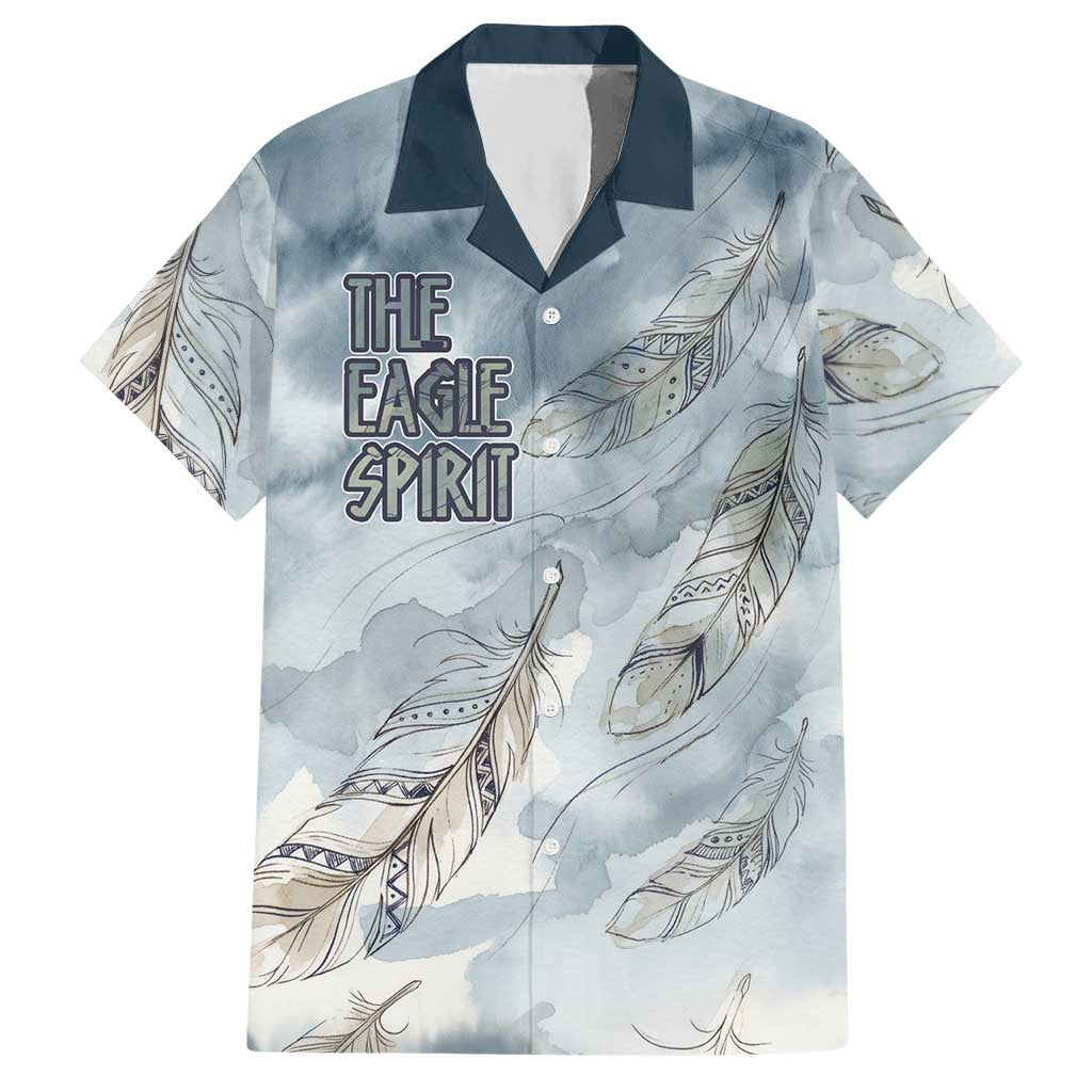 The Eagle Spirit Native American Hawaiian Shirt Soaring Bald Eagle and Tribal Feathers Watercolor Sky - Wonder Print Shop