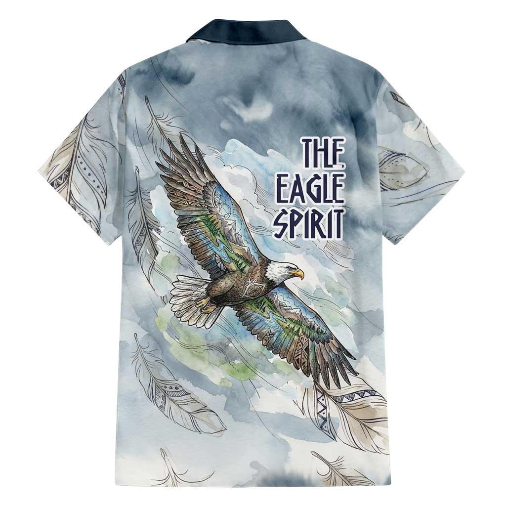 The Eagle Spirit Native American Hawaiian Shirt Soaring Bald Eagle and Tribal Feathers Watercolor Sky - Wonder Print Shop