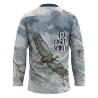 The Eagle Spirit Native American Hockey Jersey Soaring Bald Eagle and Tribal Feathers Watercolor Sky - Wonder Print Shop