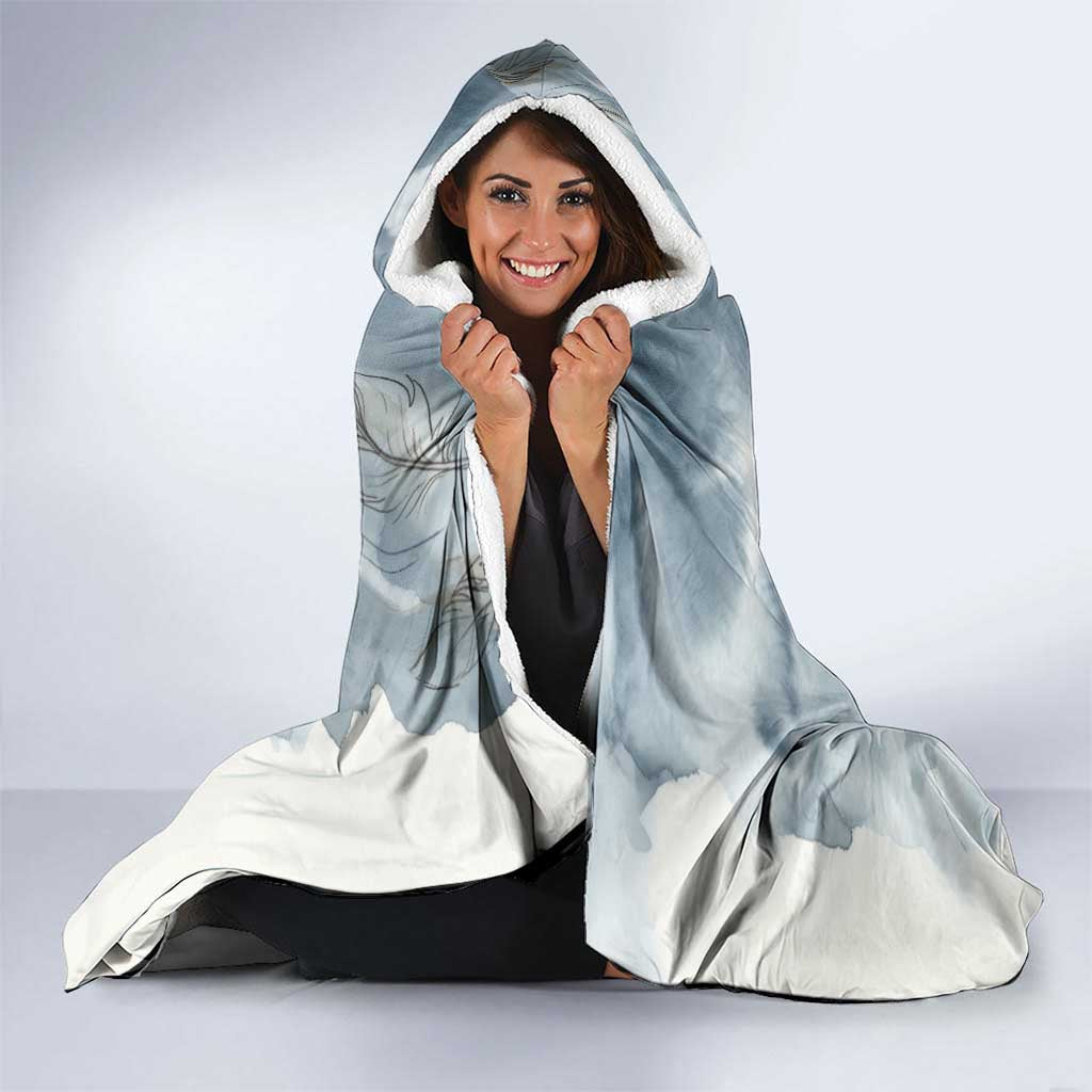 The Eagle Spirit Native American Hooded Blanket Soaring Bald Eagle and Tribal Feathers Watercolor Sky - Wonder Print Shop