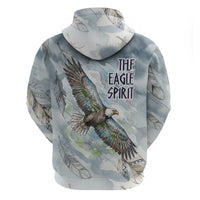 The Eagle Spirit Native American Hoodie Soaring Bald Eagle and Tribal Feathers Watercolor Sky - Wonder Print Shop