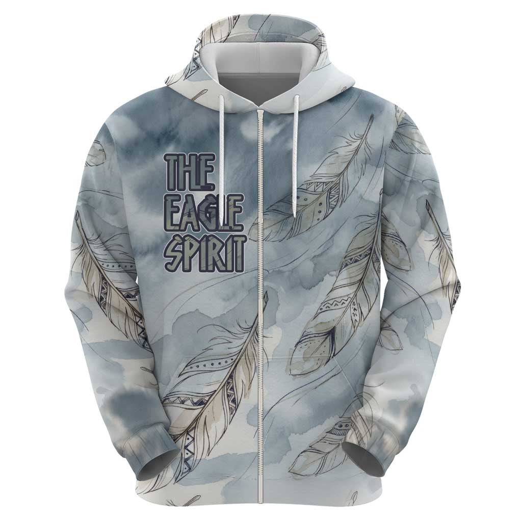 The Eagle Spirit Native American Hoodie Soaring Bald Eagle and Tribal Feathers Watercolor Sky - Wonder Print Shop