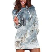The Eagle Spirit Native American Hoodie Dress Soaring Bald Eagle and Tribal Feathers Watercolor Sky - Wonder Print Shop