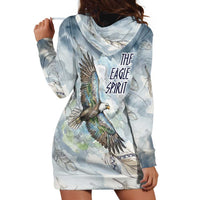 The Eagle Spirit Native American Hoodie Dress Soaring Bald Eagle and Tribal Feathers Watercolor Sky - Wonder Print Shop