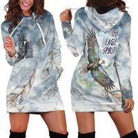 The Eagle Spirit Native American Hoodie Dress Soaring Bald Eagle and Tribal Feathers Watercolor Sky - Wonder Print Shop