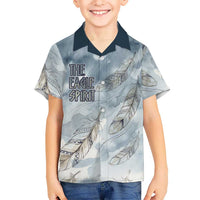 The Eagle Spirit Native American Kid Hawaiian Shirt Soaring Bald Eagle and Tribal Feathers Watercolor Sky - Wonder Print Shop