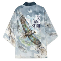 The Eagle Spirit Native American Kimono Soaring Bald Eagle and Tribal Feathers Watercolor Sky - Wonder Print Shop