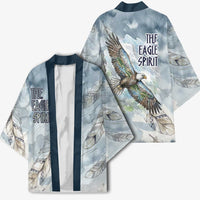 The Eagle Spirit Native American Kimono Soaring Bald Eagle and Tribal Feathers Watercolor Sky - Wonder Print Shop