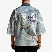 The Eagle Spirit Native American Kimono Soaring Bald Eagle and Tribal Feathers Watercolor Sky - Wonder Print Shop