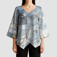 The Eagle Spirit Native American Kimono Sleeve Blouse Soaring Bald Eagle and Tribal Feathers Watercolor Sky - Wonder Print Shop