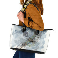 The Eagle Spirit Native American Leather Tote Bag Soaring Bald Eagle and Tribal Feathers Watercolor Sky - Wonder Print Shop