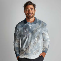 The Eagle Spirit Native American Long Sleeve Polo Shirt Soaring Bald Eagle and Tribal Feathers Watercolor Sky - Wonder Print Shop
